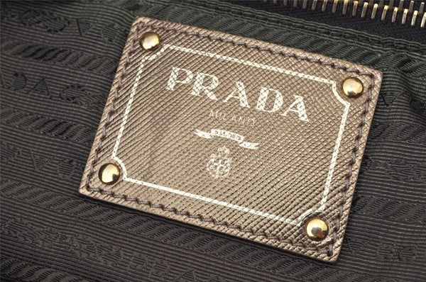 Authentic PRADA Nylon Jacquard Tessuto Leather 2Way Tote Bag BN1755 Brown 4553K