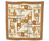 Authentic HERMES Carre 90 Scarf "BRIDES ET　FRONTAUX" Silk Brown 4554J