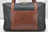Authentic GUCCI Vintage Travel Boston Bag Leather Black Brown 4554K