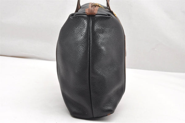 Authentic GUCCI Vintage Travel Boston Bag Leather Black Brown 4554K