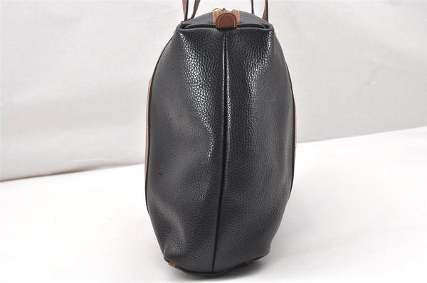 Authentic GUCCI Vintage Travel Boston Bag Leather Black Brown 4554K