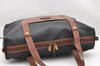 Authentic GUCCI Vintage Travel Boston Bag Leather Black Brown 4554K