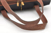 Authentic GUCCI Vintage Travel Boston Bag Leather Black Brown 4554K