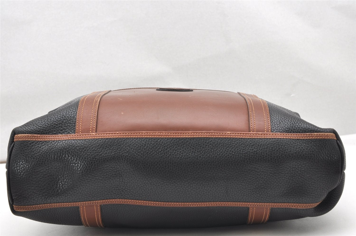 Authentic GUCCI Vintage Travel Boston Bag Leather Black Brown 4554K