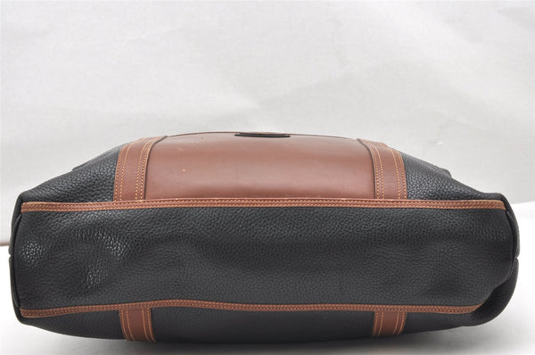 Authentic GUCCI Vintage Travel Boston Bag Leather Black Brown 4554K