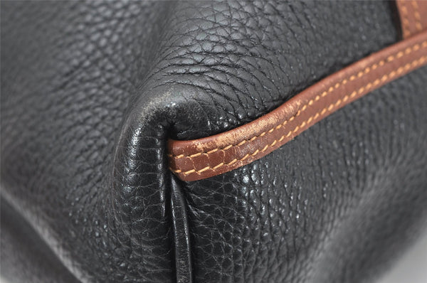 Authentic GUCCI Vintage Travel Boston Bag Leather Black Brown 4554K
