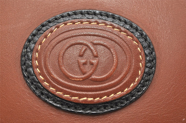 Authentic GUCCI Vintage Travel Boston Bag Leather Black Brown 4554K