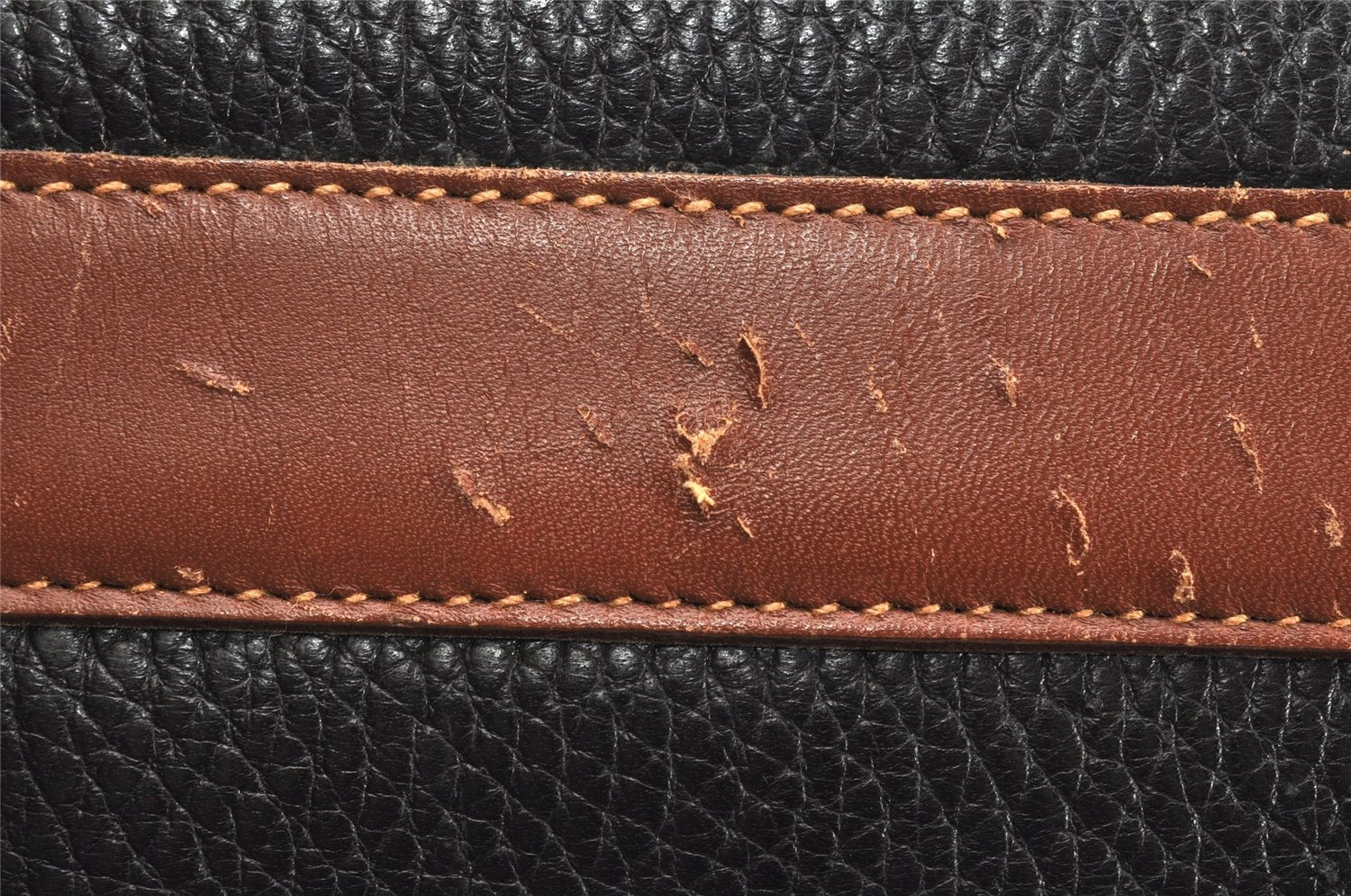 Authentic GUCCI Vintage Travel Boston Bag Leather Black Brown 4554K