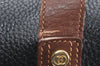 Authentic GUCCI Vintage Travel Boston Bag Leather Black Brown 4554K