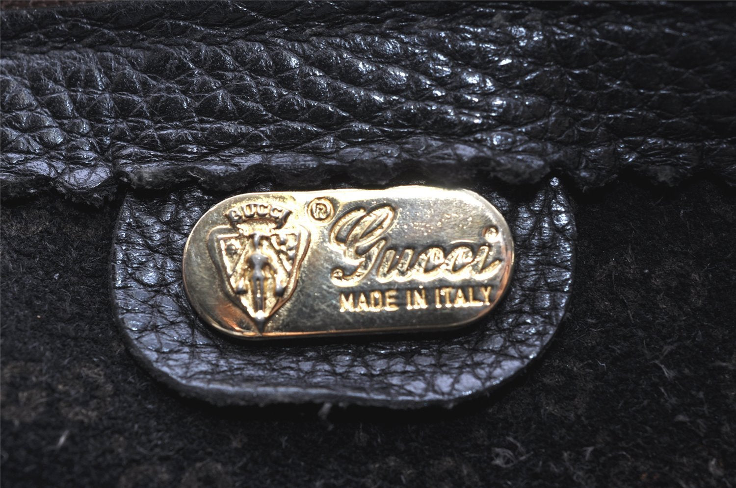 Authentic GUCCI Vintage Travel Boston Bag Leather Black Brown 4554K