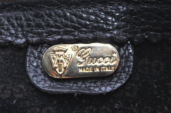 Authentic GUCCI Vintage Travel Boston Bag Leather Black Brown 4554K