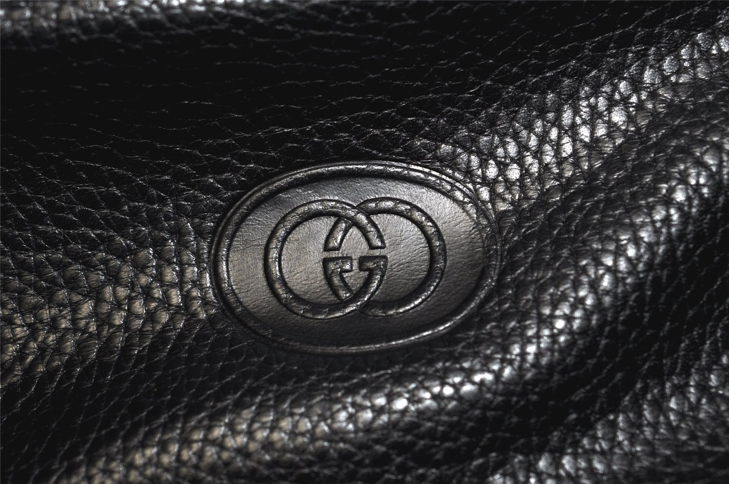 Authentic GUCCI Vintage Travel Boston Bag Leather Black Brown 4554K