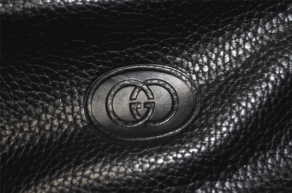Authentic GUCCI Vintage Travel Boston Bag Leather Black Brown 4554K