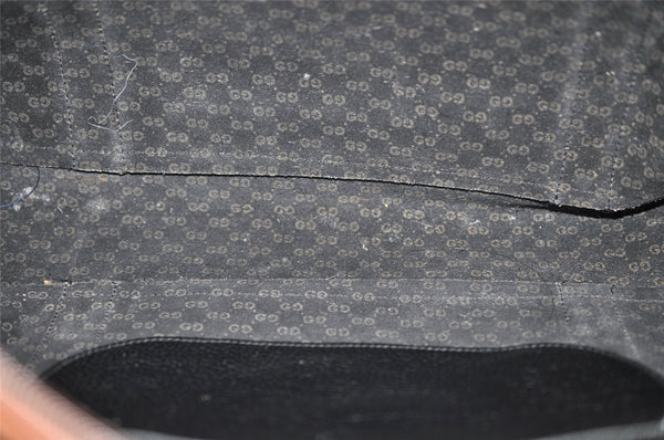 Authentic GUCCI Vintage Travel Boston Bag Leather Black Brown 4554K
