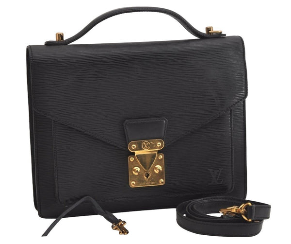 Authentic Louis Vuitton Epi Monceau 2Way Shoulder Hand Bag Black M52122 LV 4557J