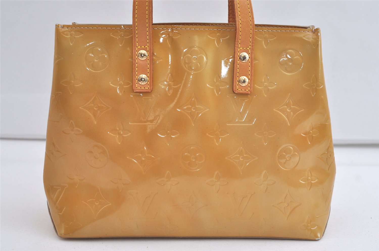 Authentic Louis Vuitton Vernis Reade PM Hand Tote Bag Yellow M91334 LV 4557K