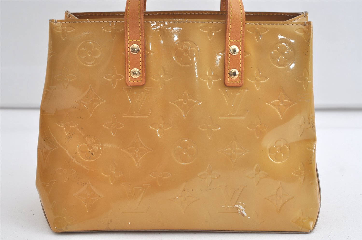 Authentic Louis Vuitton Vernis Reade PM Hand Tote Bag Yellow M91334 LV 4557K