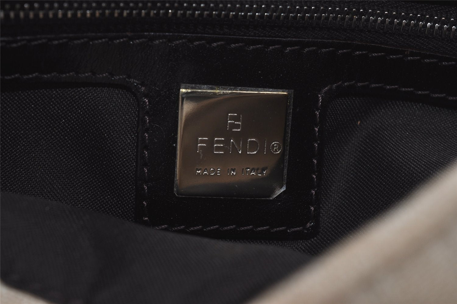 Authentic FENDI Zucca Mamma Baguette Shoulder Bag Canvas Leather Beige 4560I