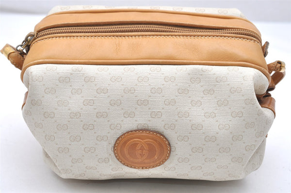 Authentic GUCCI Micro GG PVC Leather Shoulder Cross Bag Purse White Cream 4560K