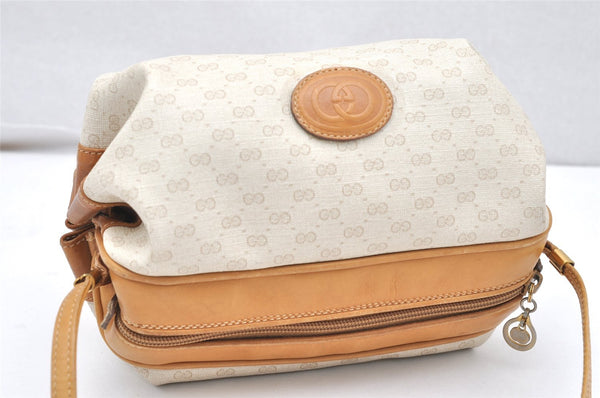 Authentic GUCCI Micro GG PVC Leather Shoulder Cross Bag Purse White Cream 4560K