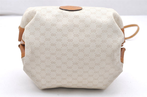 Authentic GUCCI Micro GG PVC Leather Shoulder Cross Bag Purse White Cream 4560K