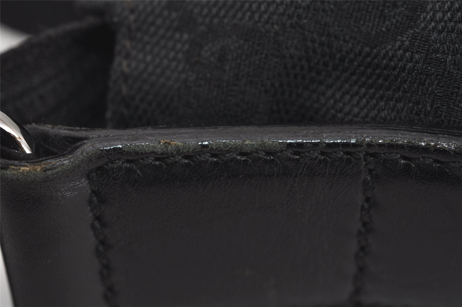 Authentic GUCCI Shoulder Cross Body Bag GG Canvas Leather 145856 Black 4561I