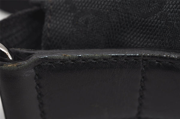 Authentic GUCCI Shoulder Cross Body Bag GG Canvas Leather 145856 Black 4561I