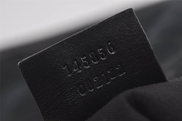 Authentic GUCCI Shoulder Cross Body Bag GG Canvas Leather 145856 Black 4561I