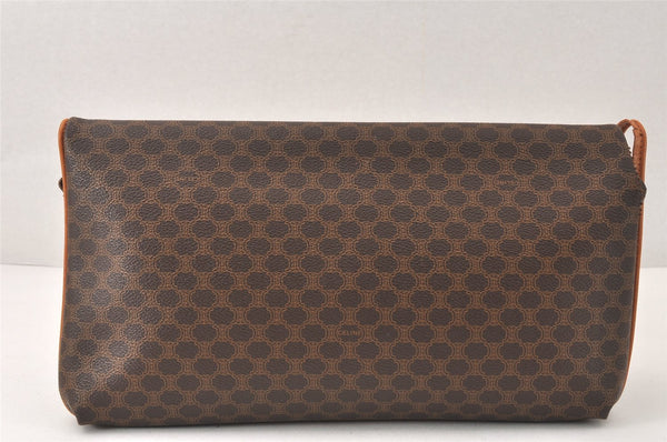 Authentic CELINE Macadam Blason Pattern Clutch Hand Bag PVC Leather Brown 4561K