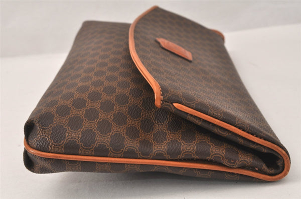 Authentic CELINE Macadam Blason Pattern Clutch Hand Bag PVC Leather Brown 4561K