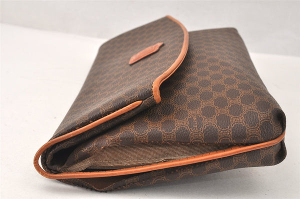 Authentic CELINE Macadam Blason Pattern Clutch Hand Bag PVC Leather Brown 4561K