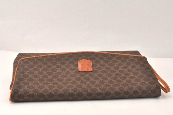 Authentic CELINE Macadam Blason Pattern Clutch Hand Bag PVC Leather Brown 4561K