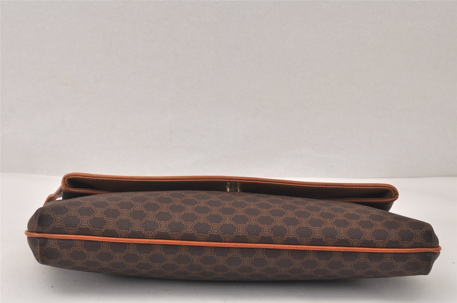 Authentic CELINE Macadam Blason Pattern Clutch Hand Bag PVC Leather Brown 4561K