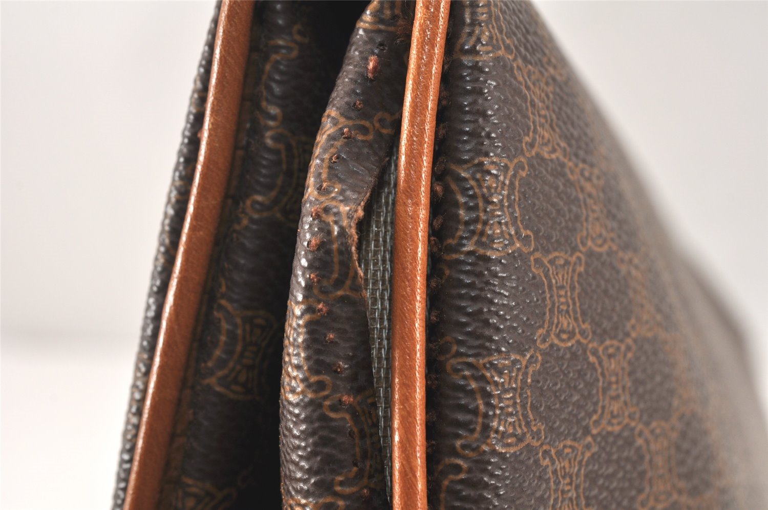 Authentic CELINE Macadam Blason Pattern Clutch Hand Bag PVC Leather Brown 4561K
