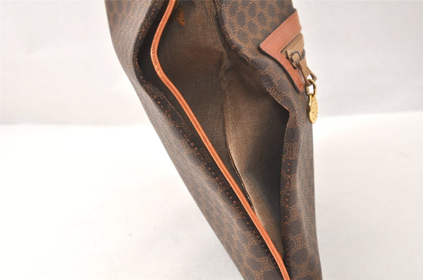 Authentic CELINE Macadam Blason Pattern Clutch Hand Bag PVC Leather Brown 4561K