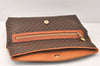 Authentic CELINE Macadam Blason Pattern Clutch Hand Bag PVC Leather Brown 4561K