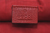 Authentic GUCCI Sylvie Biadera Stripe Clutch Bag Canvas Leather 524788 Red 4563I