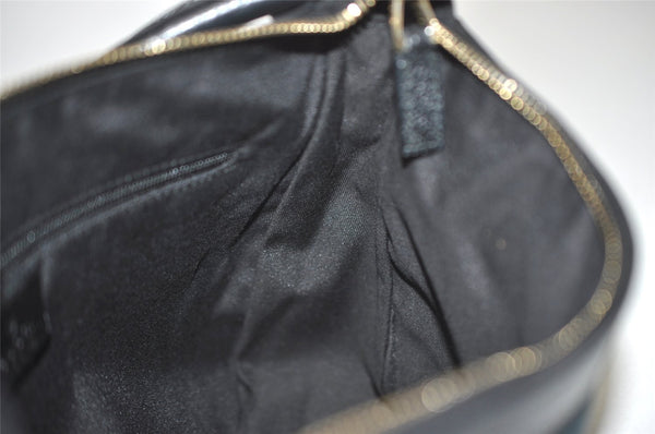Authentic GUCCI Shoulder Hand Bag Purse GG Canvas Leather 146244 Black 4565I
