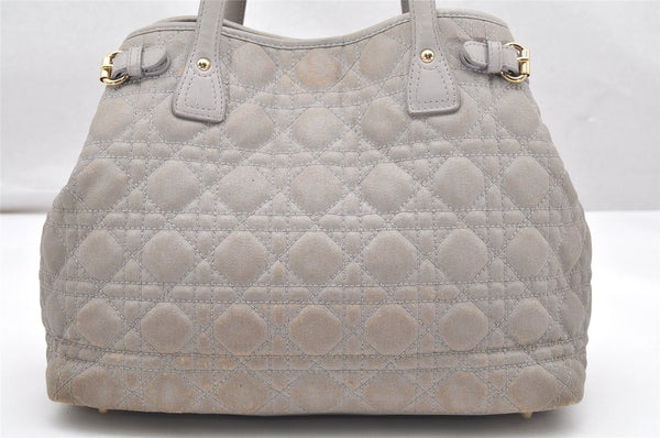 Authentic Christian Dior Panarea Cannage Tote Bag PVC Leather Gray 4565K