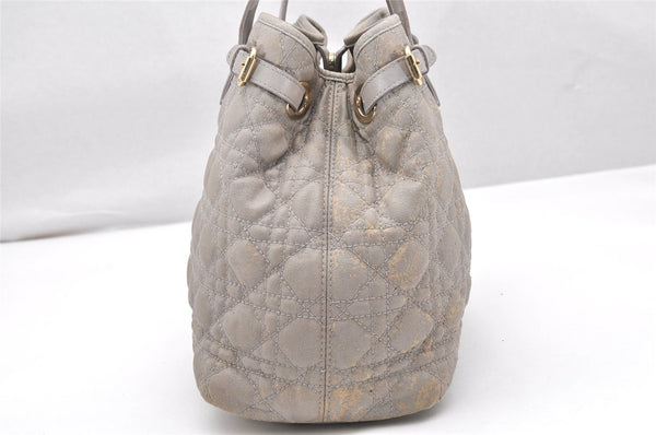 Authentic Christian Dior Panarea Cannage Tote Bag PVC Leather Gray 4565K