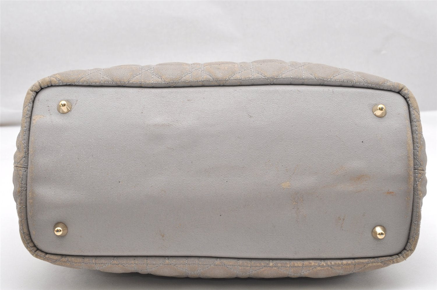Authentic Christian Dior Panarea Cannage Tote Bag PVC Leather Gray 4565K