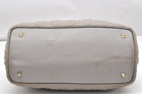 Authentic Christian Dior Panarea Cannage Tote Bag PVC Leather Gray 4565K