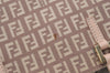 Authentic FENDI Vintage Zucchino Hand Bag Purse Canvas Leather Beige 4566I