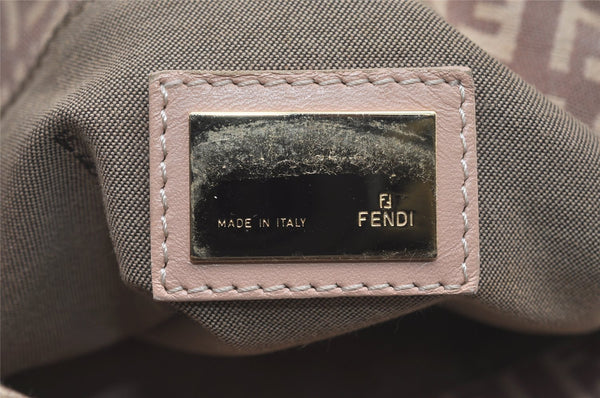 Authentic FENDI Vintage Zucchino Hand Bag Purse Canvas Leather Beige 4566I