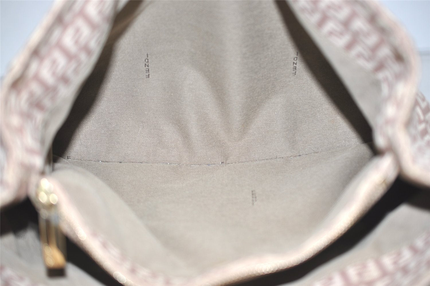 Authentic FENDI Vintage Zucchino Hand Bag Purse Canvas Leather Beige 4566I
