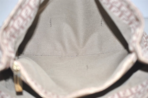 Authentic FENDI Vintage Zucchino Hand Bag Purse Canvas Leather Beige 4566I