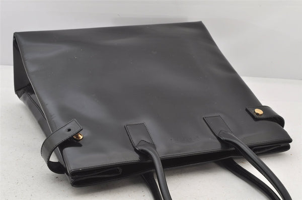 Authentic GUCCI Bamboo Vintage Shoulder Hand Bag Enamel Black Junk 4566K