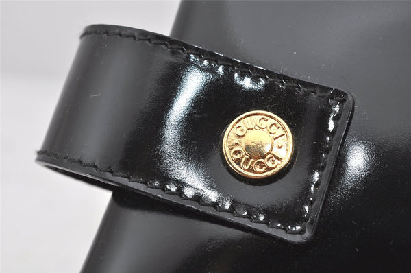Authentic GUCCI Bamboo Vintage Shoulder Hand Bag Enamel Black Junk 4566K