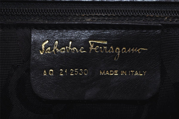 Authentic Salvatore Ferragamo Vara Shoulder Tote Bag Leather Black SF 4567I