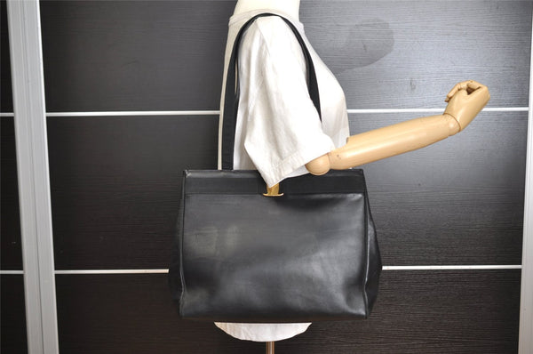 Authentic Salvatore Ferragamo Vara Shoulder Tote Bag Leather Black SF 4567I
